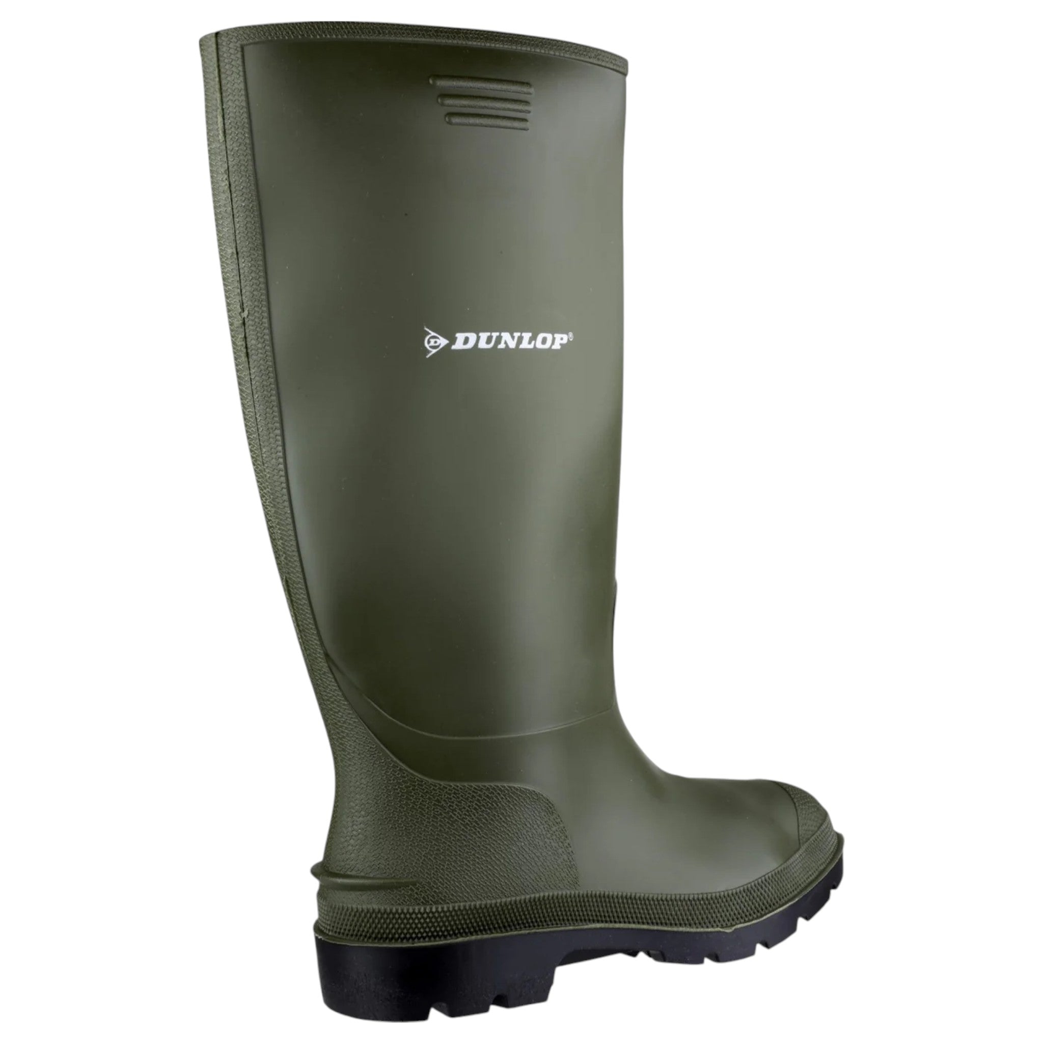 Men's Dunlop green wellington boot – waterproof rubber with grip sole for outdoor work or farming